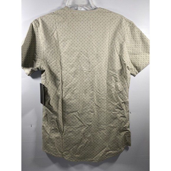 BYLT Mens Limestone & Sand Polka Dot Drop Cut Short Sleeve Lux Tee Stretch Sz Sm - Picture 2 of 8